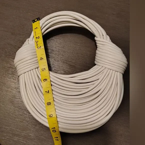 Tiffany & Fred Smooth Leather String Cord Knot Statement White Shoulder Bag - Picture 8 of 16